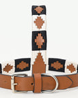 BAR H EQUINE Western Genuine Leather Dog Collar Embroidered Black & White