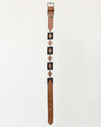 BAR H EQUINE Western Genuine Leather Dog Collar Embroidered Black & White