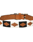 BAR H EQUINE Western Genuine Leather Dog Collar Embroidered Black & White