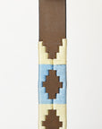 BAR H EQUINE Western Genuine Leather Dog Collar Embroidered Beige & Light Blue
