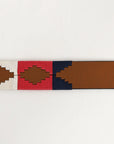 BAR H EQUINE Western Genuine Leather Men And Women Belt Embroidered Pink Blue & White