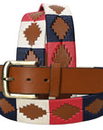 BAR H EQUINE Western Genuine Leather Men And Women Belt Embroidered Pink Blue & White
