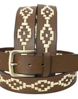 BAR H EQUINE Western Genuine Leather Men And Women Belt Embroidered White