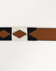 BAR H EQUINE Western Genuine Leather Men And Women Tan Belt Embroidered Black & White