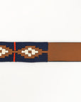BAR H EQUINE Western Genuine Leather Men And Women Brown Belt Embroidered Blue Red & White