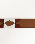 BAR H EQUINE Western Genuine Leather Men And Women Brown Belt Embroidered White & Brown