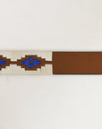 BAR H EQUINE Western Genuine Leather Men And Women Brown Belt Embroidered White & Blue