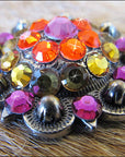 Western Screw Back Concho Fuchsia Topaz Crystal Bling Headstall Cowgirl