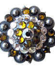 Hilason Antique Silver Finish Brown Crystal Rhinestone Bling Berry Concho