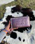 Pink Foil Leather Boot-Stitch Women’s Wallet
