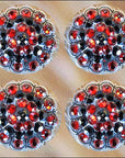 Antique Silver Finish Jet Light Siam Crystal Rhinestone Bling Berry Concho