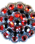 Antique Silver Finish Jet Light Siam Crystal Rhinestone Bling Berry Concho