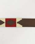 BAR H EQUINE Western Genuine Leather Men And Women Brown Belt Embroidered Maroon & Beige