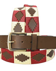 BAR H EQUINE Western Genuine Leather Men And Women Brown Belt Embroidered Maroon & Beige