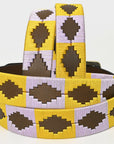 BAR H EQUINE Western Genuine Leather Men And Women Brown Belt Embroidered Yellow & Purple