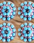 Western Screw Back Concho Turquoise Crystal Berry Horse Saddle Tack Belt
