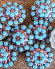 Western Screw Back Concho Turquoise Crystal Berry Horse Saddle Tack Belt