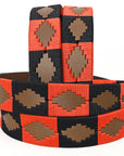 BAR H EQUINE Western Genuine Leather Men And Women Brown Belt Embroidered Orange & Black