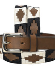BAR H EQUINE Western Genuine Leather Men And Women Brown Belt Embroidered Black & White