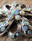 Crystal Rhinestone Bling Conchos W/ Ab Stone Floral Design Nickle Finish