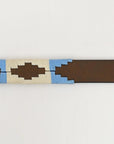 BAR H EQUINE Western Genuine Leather Men And Women Brown Belt Embroidered Beige & Light Blue