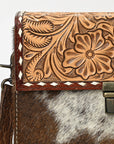American Darling Adbg1465 Small Crossbody Hand Tooled Hair-On Genuine Leather Women Bag Western Handbag Purse