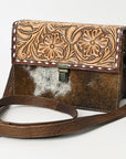 American Darling Adbg1465 Small Crossbody Hand Tooled Hair-On Genuine Leather Women Bag Western Handbag Purse