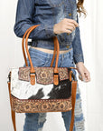 American Darling Adbg1467 Tote Hand Tooled Hair-On Genuine Leather Women Bag Western Handbag Purse