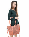 Tote Hand Tooled Genuine Leather women bag western handbag purse