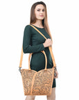 Tote Hand Tooled Genuine Leather women bag western handbag purse