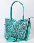 Tote Hand Tooled Genuine Leather women bag western handbag purse