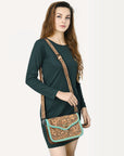 Crossbody Hand Tooled Genuine Leather women bag western handbag purse