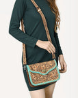Crossbody Hand Tooled Genuine Leather women bag western handbag purse