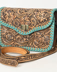 Crossbody Hand Tooled Genuine Leather women bag western handbag purse