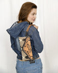 American Darling Wristlet Hand Tooled Upcycled Wool Genuine Leather Women Bag Western Handbag Purse