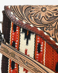 American Darling Wristlet Hand Tooled Upcycled Wool Genuine Leather Women Bag Western Handbag Purse