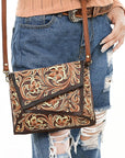 American Darling Adbga560 Cross Body I Hand Tooled Genuine Leather Women Bag Western Handbag Purse