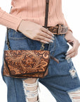 American Darling Clutch Hand Tooled Genuine Leather Women Bag Western Handbag Purse