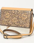 American Darling Adbgz843A Cross Body Hand Tooled Hair-On Genuine Leather Women Bag Western Handbag Purse