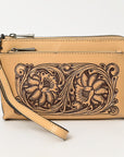 American Darling Adbgz844A Wristlet Hand Tooled Genuine Leather Women Bag Western Handbag Purse