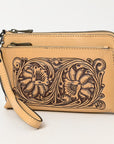 American Darling Adbgz844A Wristlet Hand Tooled Genuine Leather Women Bag Western Handbag Purse