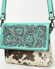 American Darling Adbgz846B Cross Body I Hand Tooled Hair-On Genuine Leather Women Bag Western Handbag Purse