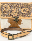 American Darling Adbgz847A Cross Body I Hand Tooled Hair-On Genuine Leather Women Bag Western Handbag Purse