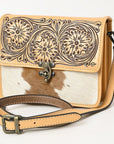 American Darling Adbgz847A Cross Body I Hand Tooled Hair-On Genuine Leather Women Bag Western Handbag Purse