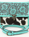 American Darling Adbgz847B Cross Body I Hand Tooled Hair-On Genuine Leather Women Bag Western Handbag Purse