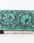 American Darling Adbgz848B Wallet Hand Tooled Hair-On Genuine Leather Women Bag Western Handbag Purse