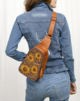 American Darling Sling Hand Tooled Genuine Leather Women Bag Western Handbag Purse