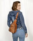 American Darling Sling Hand Tooled Genuine Leather Women Bag Western Handbag Purse