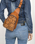 American Darling Sling Hand Tooled Genuine Leather Women Bag Western Handbag Purse