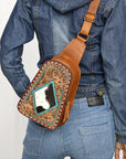 American Darling Sling Hand Tooled Genuine Leather Women Bag Western Handbag Purse